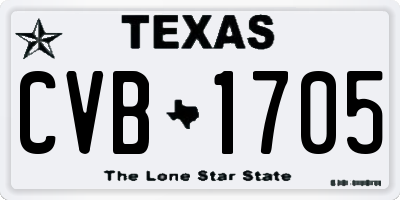 TX license plate CVB1705