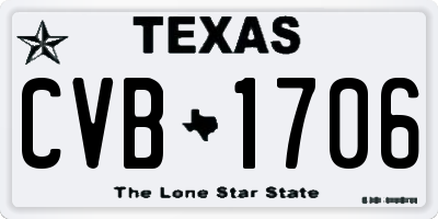 TX license plate CVB1706