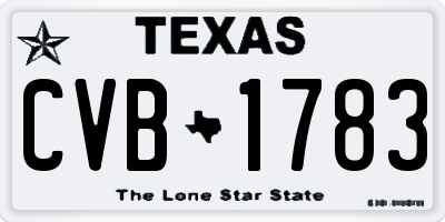 TX license plate CVB1783