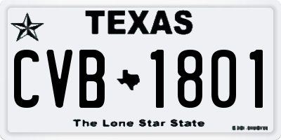TX license plate CVB1801