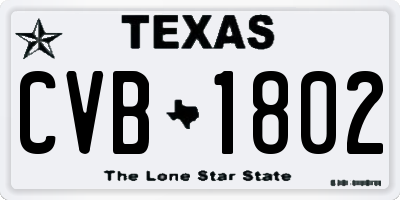 TX license plate CVB1802