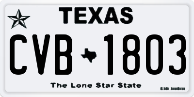 TX license plate CVB1803
