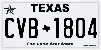 TX license plate CVB1804