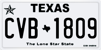 TX license plate CVB1809
