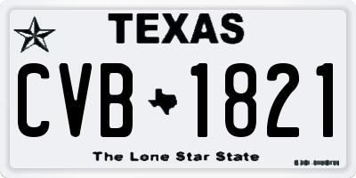 TX license plate CVB1821