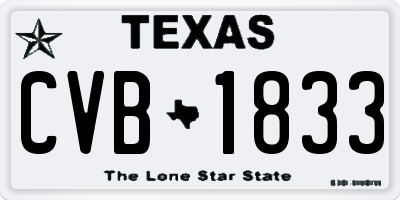 TX license plate CVB1833