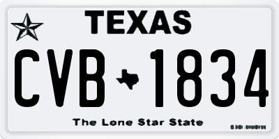 TX license plate CVB1834