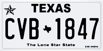 TX license plate CVB1847