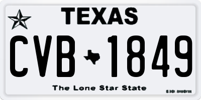 TX license plate CVB1849