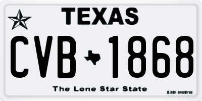 TX license plate CVB1868