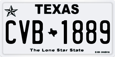 TX license plate CVB1889