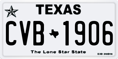 TX license plate CVB1906