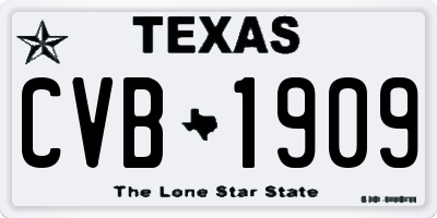 TX license plate CVB1909