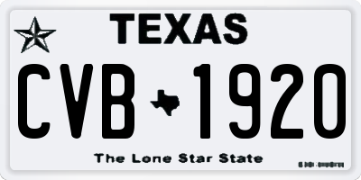 TX license plate CVB1920