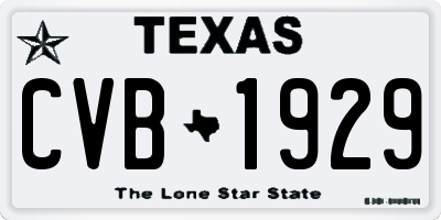 TX license plate CVB1929