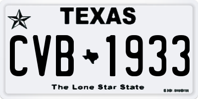 TX license plate CVB1933