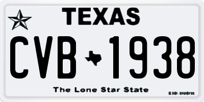 TX license plate CVB1938