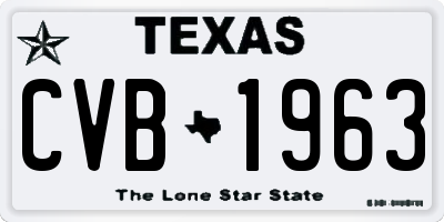 TX license plate CVB1963