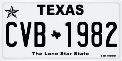 TX license plate CVB1982