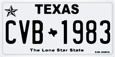 TX license plate CVB1983