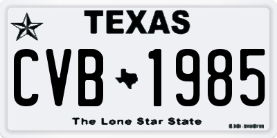 TX license plate CVB1985