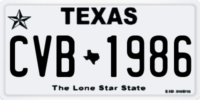TX license plate CVB1986
