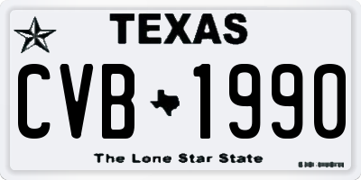 TX license plate CVB1990