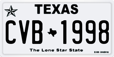 TX license plate CVB1998