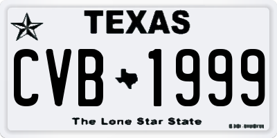 TX license plate CVB1999