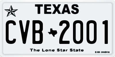 TX license plate CVB2001