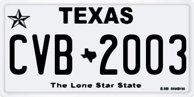 TX license plate CVB2003