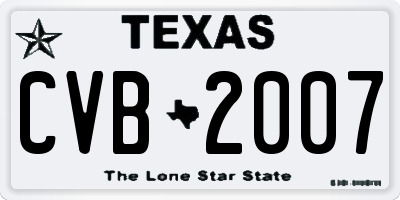 TX license plate CVB2007