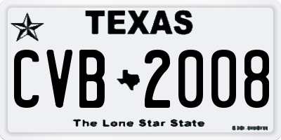 TX license plate CVB2008