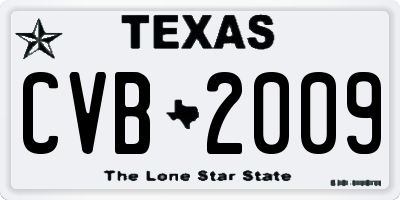 TX license plate CVB2009