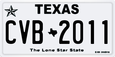 TX license plate CVB2011