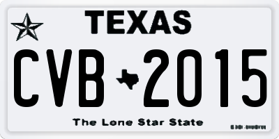 TX license plate CVB2015