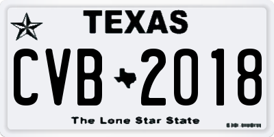 TX license plate CVB2018