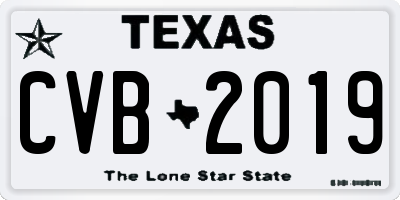 TX license plate CVB2019
