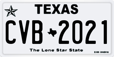 TX license plate CVB2021