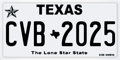 TX license plate CVB2025