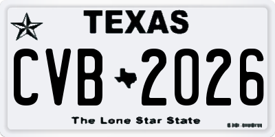 TX license plate CVB2026