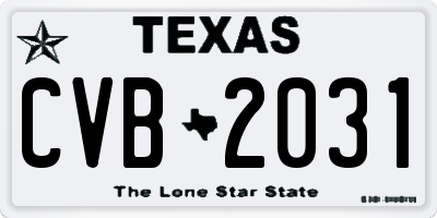 TX license plate CVB2031