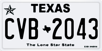 TX license plate CVB2043