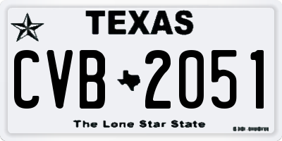 TX license plate CVB2051