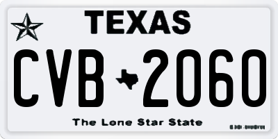 TX license plate CVB2060