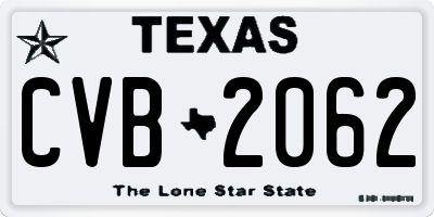 TX license plate CVB2062