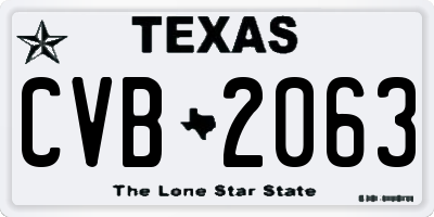TX license plate CVB2063