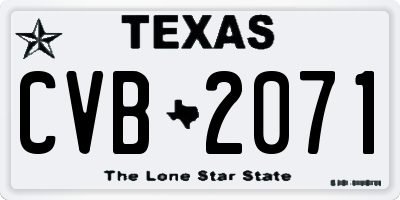 TX license plate CVB2071