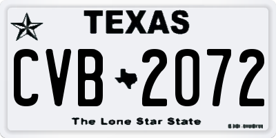 TX license plate CVB2072