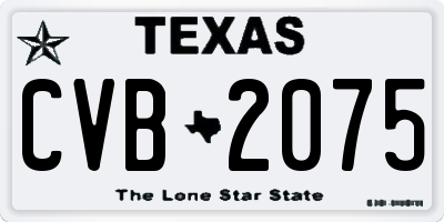 TX license plate CVB2075